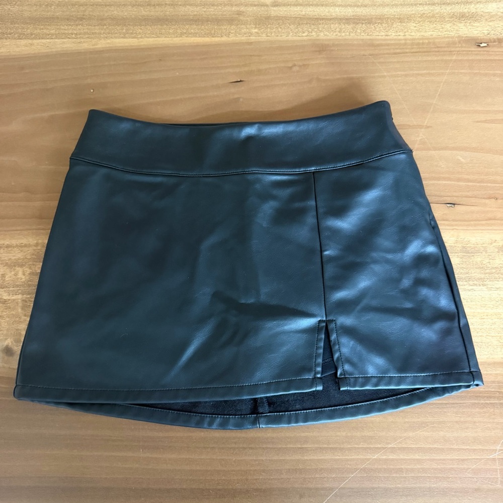 Wild Fable-Black Faux Leather Mini Skort